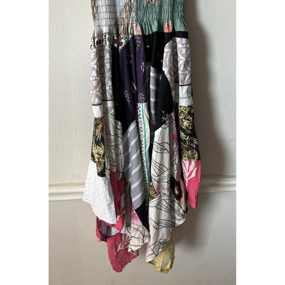 Ashley Taylor Patchwork Dress Strap Smock Boho Festival Hippie Colorful OS New - Picture 4 of 16